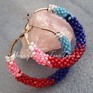 handmade beaded hoop earrings